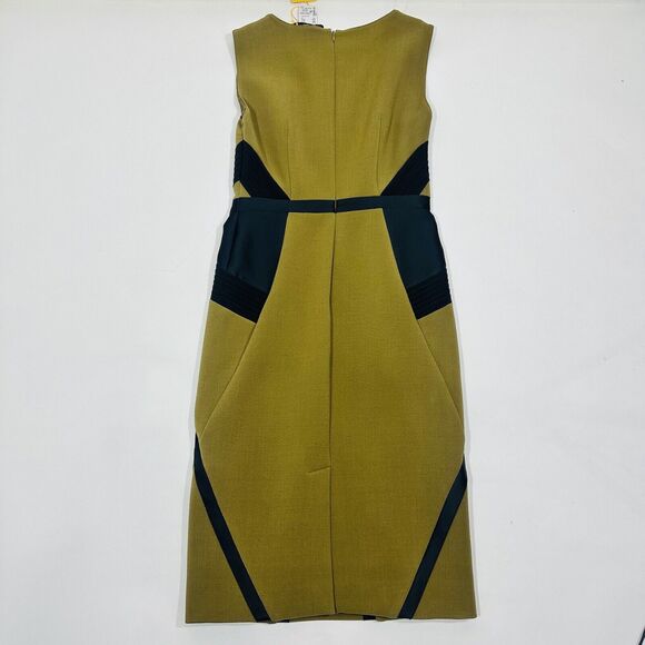 ETRO Women 42 US/6 Knee Length Sheath Dress Olive Green NWT $2,300 - Picture 2 of 11